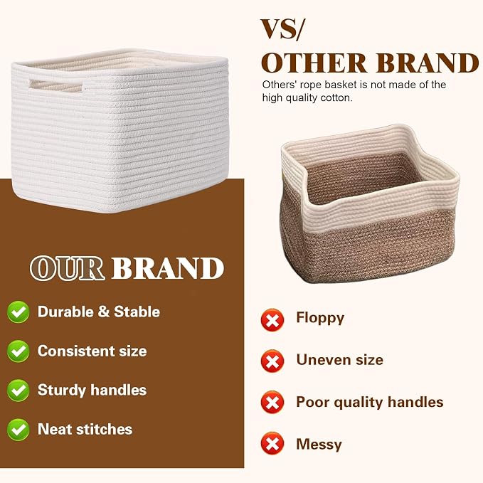 Storage Baskets for Organizing, 4 Pack Storage Baskets for Shelves, Woven - Image 4