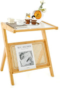GOFLAME Rattan Side Table, Z-Shaped End Table by GOFLAME