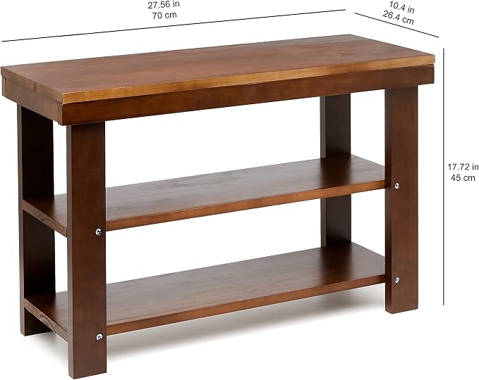 Amazon Basics Solid Pine Wood Entryway Shoe Rack Bench, 10.4" D x 27.56" W x - Image 3