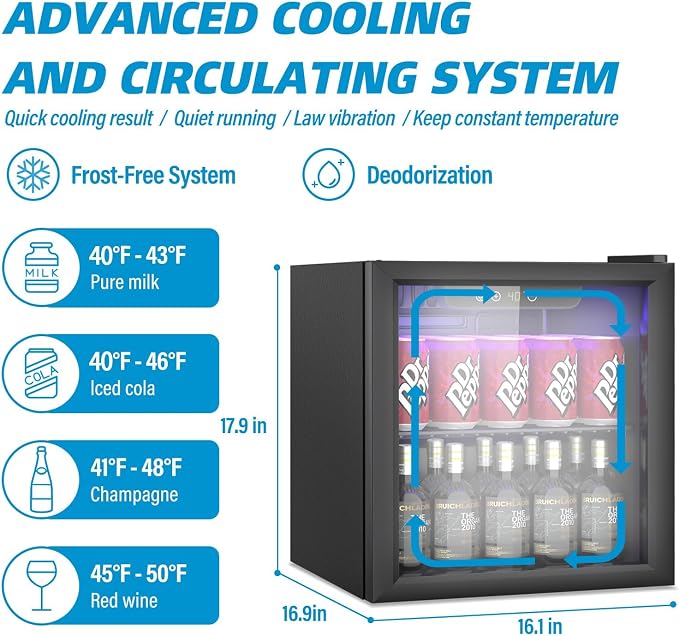 1.3 Cubic Feet Mini Fridge, 60 Can Freestanding Beverage Refrigerator - Image 4
