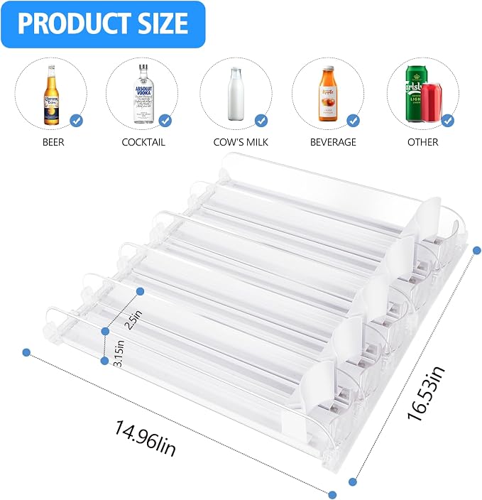 SOLY Drink Organizer for Fridge, Soda Can Dispenser for Refrigerator, Automatic - Image 3