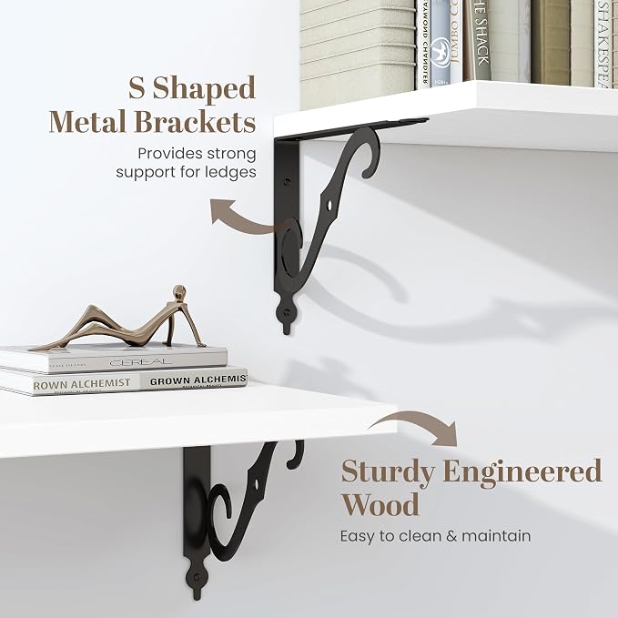 White Floating Shelves for Wall, 12 Inch Deep Floating Shelf - Image 4