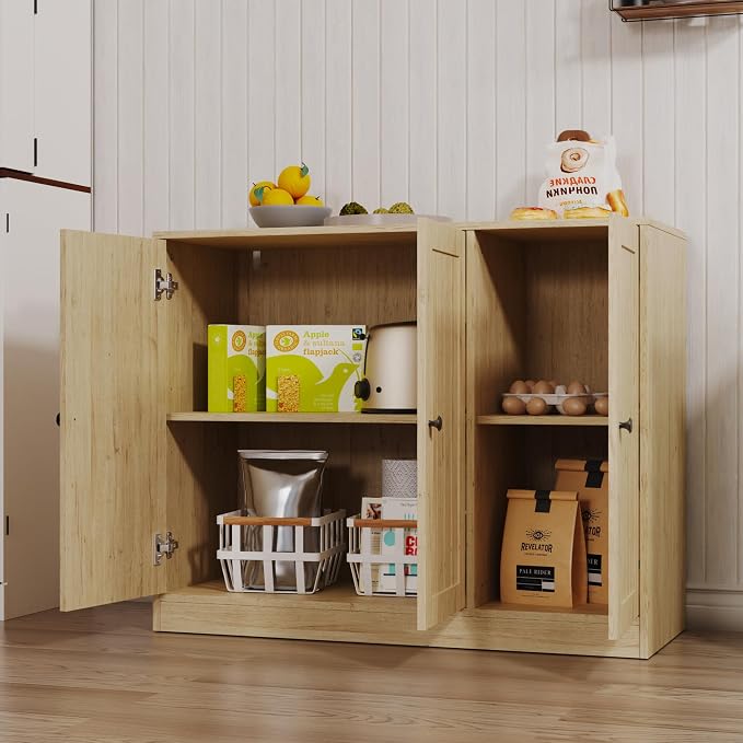 Buffet Cabinet with 3 Door, Kitchen Storage Cabinet with Adjustable Shelf - Image 4