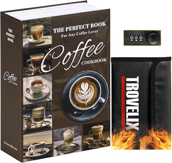 Book Safe with Combination Lock, Hidden Safe with Fireproof Bag, Secret by KOFAIR