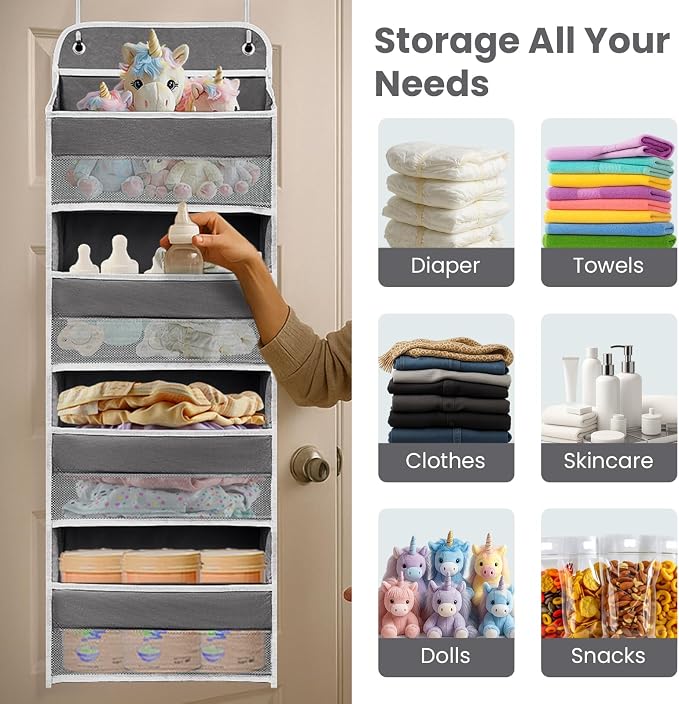 Over The Door Organizer with 4 Side Mesh Pockets, 44lb Weight Capacity Hanging - Image 6
