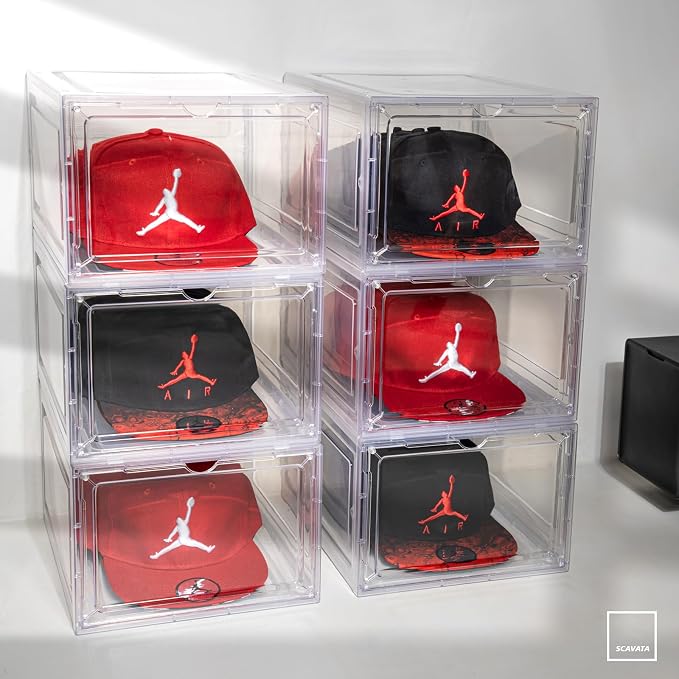6 Pack Hat Organizer Box, Stackable Clear Baseball Caps Holder Box Containers - Image 7