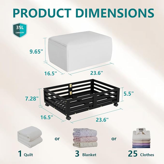 Wisuce Bamboo Under Bed Storage Containers- Underbed Organizer - Image 3