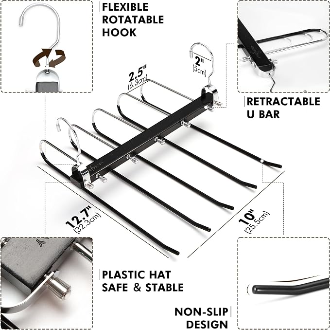 HOUSE DAY Pants Hangers Space Saving, Wood Jean Hangers - Image 4
