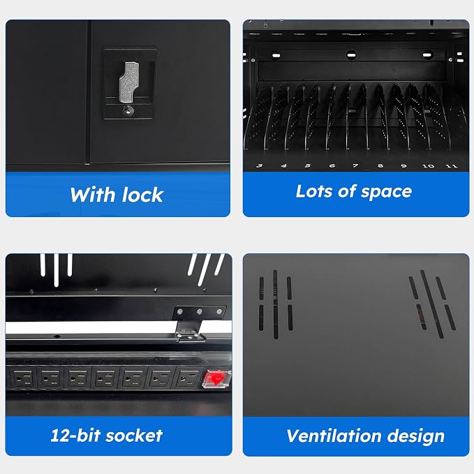 12 Device Charging Station for Laptops & Tablets, Portable Lockable Charging - Image 3