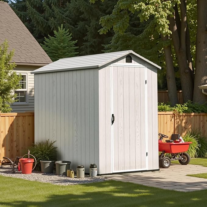 Patiowell 4 x 6 Resin Storage Shed, Outdoor Plastic Garden Shed - Image 7
