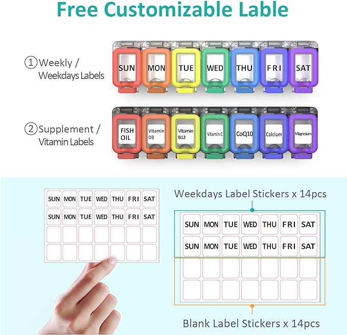 Fullicon Weekly Pill Organizer 7 Day Ultra Moisture and Spill Proof Daily Pill - Image 5