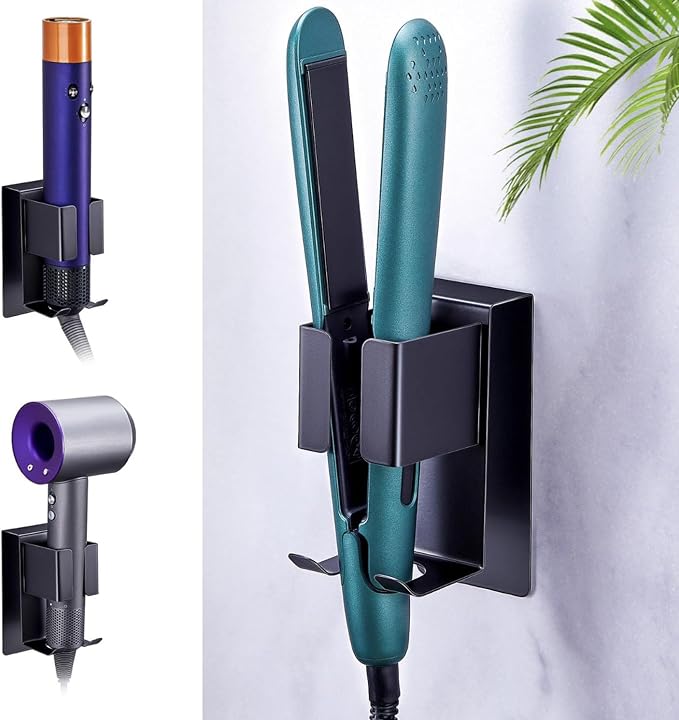 Curling iron Holder, Stainless Steel Hair Dryer Wall Mounted Storage Holder - Image 5