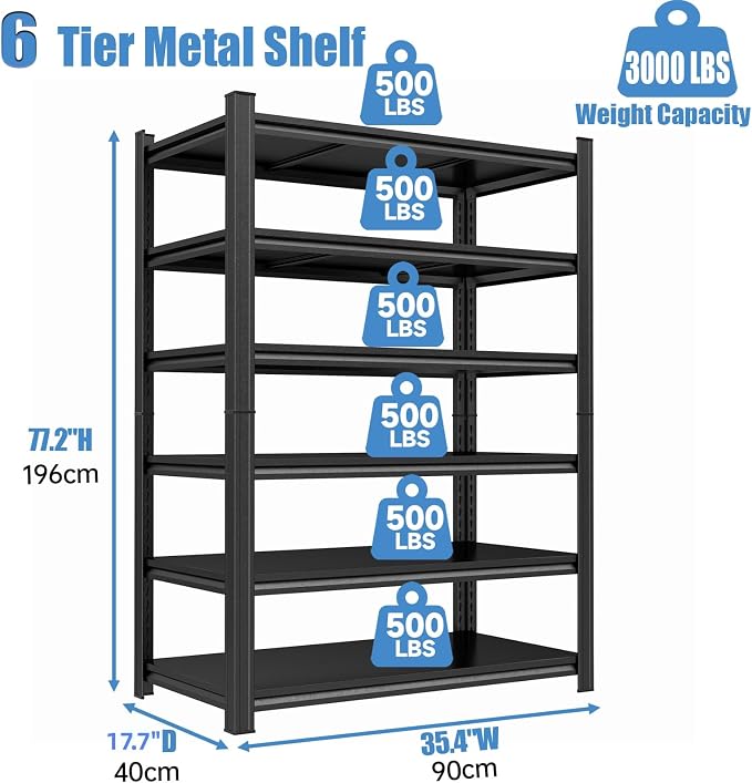 Garage Storage Shelves, 5 Tier Shelving Unit, 40 inch Wide, 18” Deep, 78” Tall - Image 2