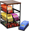 Tea Bag Organizer with 5 Drawers, Wooden & Metal Tea Storage Organizer by IntreLife