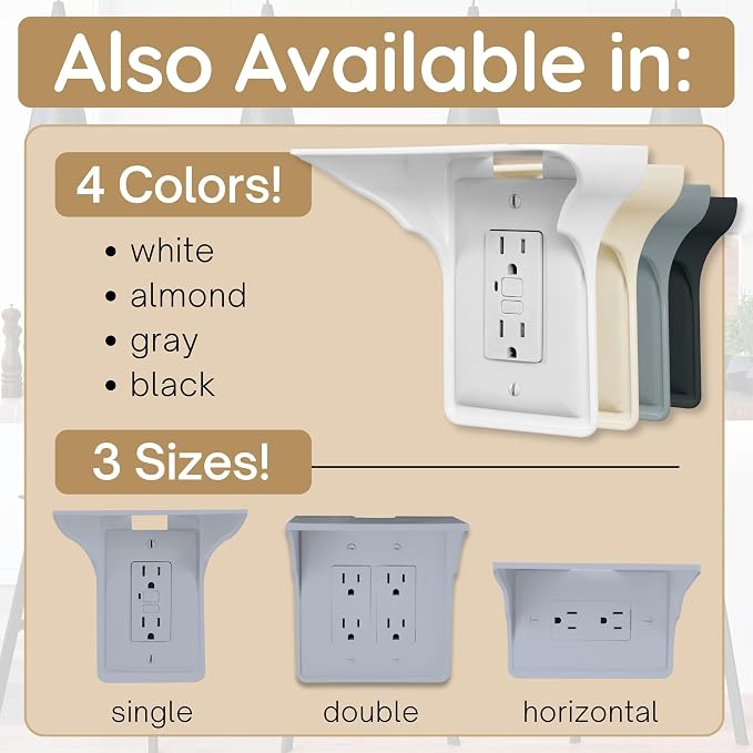 BeraTek Power Perch Wall Outlet Shelf | Declutter & Reclaim Counter Space | - Image 8