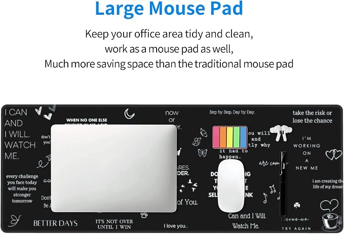 Inspirational Quotes Large Mouse Pad, Gaming Desk Mat, XL Keyboard Desk Pad Mat - Image 7