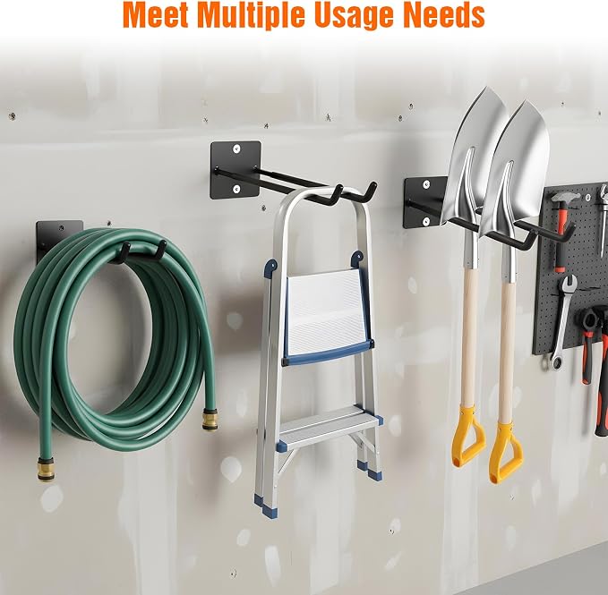 4 Pack Garage Storage System Hooks-14in Heavy Duty Tool Organizer Wall Mount - Image 8