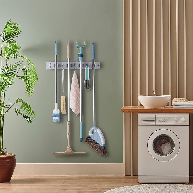 Gray Mop Broom Holder Wall Mount - Image 5