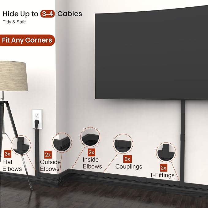 Black Cord Cover Wire Hider - 157in Large Cable Concealer - Image 2