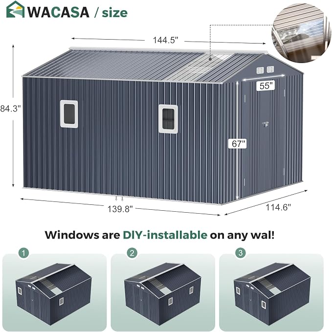 ​​10x12 Metal Shed with Floor Frame Kit & Reinforced Construction - Image 2