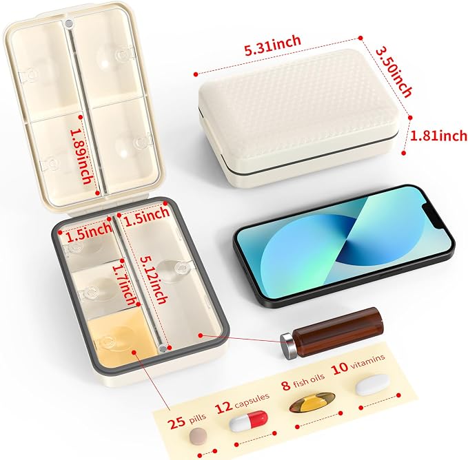 Restree Weekly Pill Organizer, Magnetic Moisture Proof Pill Case, Large - Image 3