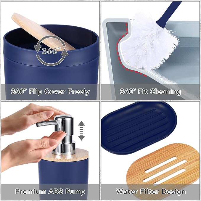 iMucci Bathroom Accessories Navy Blue Bathroom Sets - Image 2