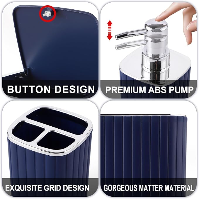 Navy Blue Bathroom Accessories Set - Image 6