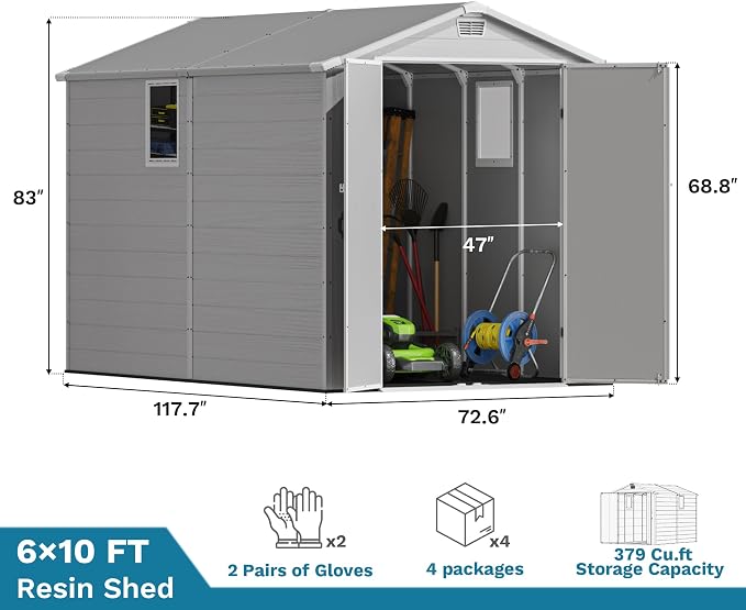 Devoko 6x10 FT Plastic Outdoor Storage Shed - Image 5