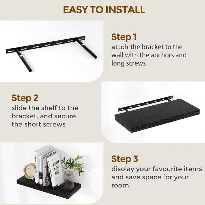Fun Memories 36 Inch Floating Shelves Black, 9.3 Deep Floating Shelf - Image 7