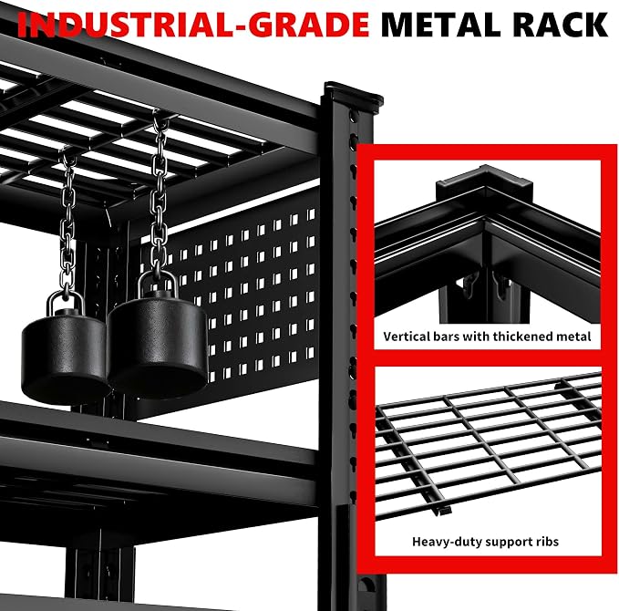 SILVEL 48.2" W Garage Shelving, 5000LBS Heavy Duty Metal Shelving, 2025 Grid - Image 6