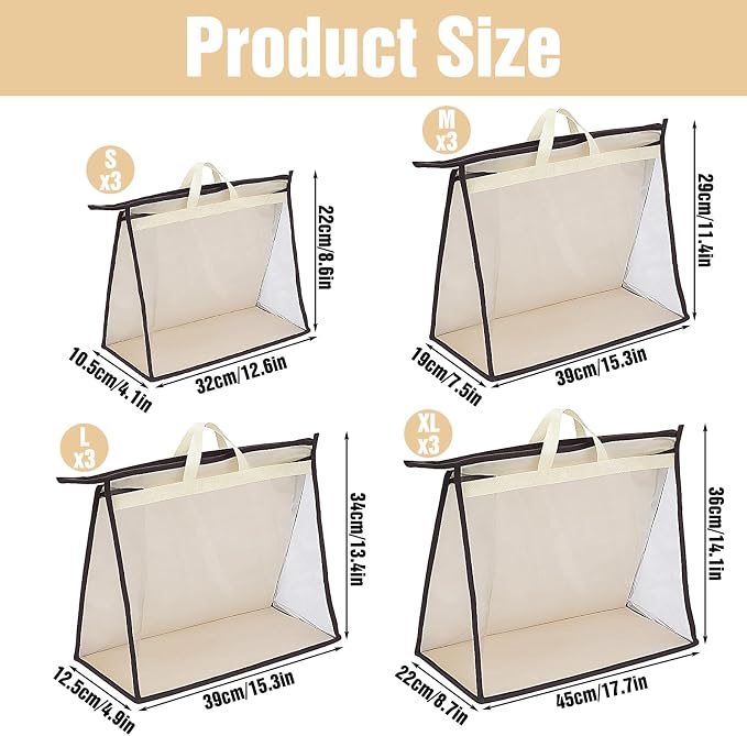 12 Pack Beige Handbag Purse Storage Organizer - Image 2