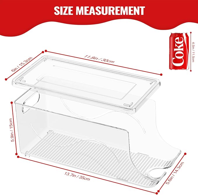 2 Pack Stackable Refrigerator Organizer, Soda Can Dispenser Pop Cans Container - Image 4