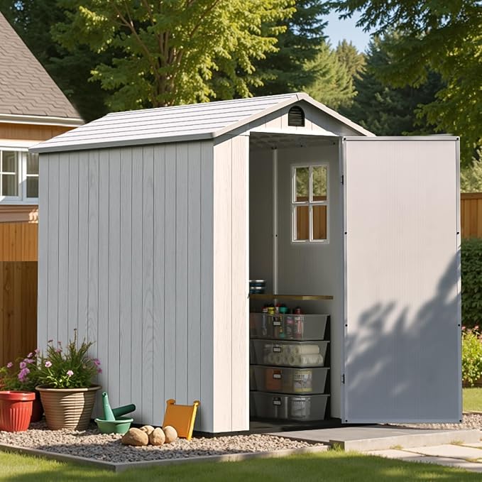 Patiowell 4 x 6 Resin Storage Shed, Outdoor Plastic Garden Shed by Patiowell