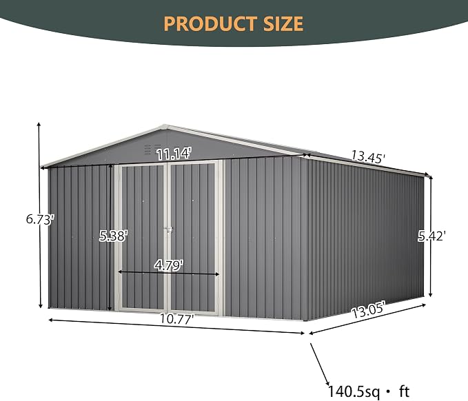 11x13FT Outdoor Storage Sheds - Image 3