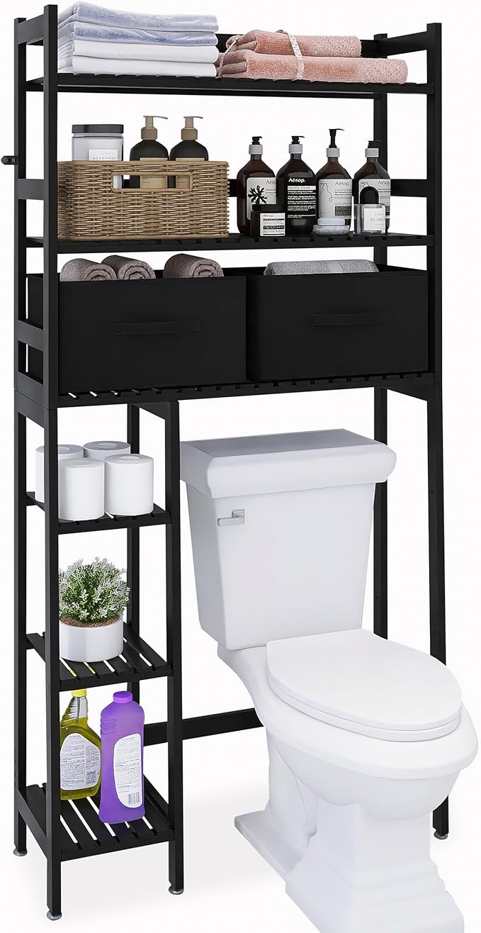 SMIBUY Over-The-Toilet Storage Rack, 6-Tier Bamboo Large Bathroom Organizer by SMIBUY