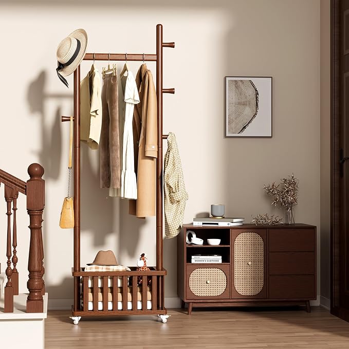 Solid Wood Coat Rack Clothes Rack, Coat Rack Freestanding - Image 2