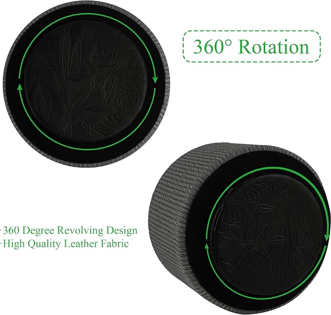 Round Leather Art Supply Organizer, Remote Control Holder, 360 Degree Spinning - Image 4