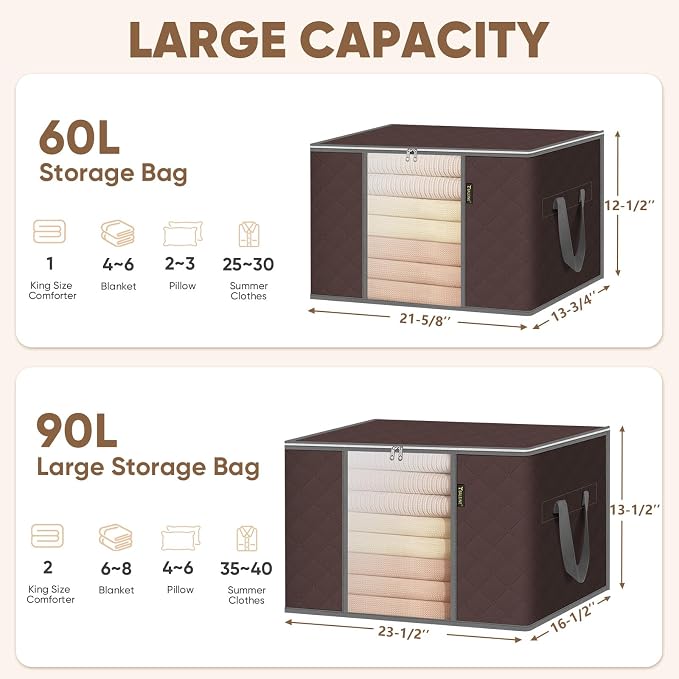 BALEINE 4 Pack Clothes Storage Bags, 16 Gallon Storage Containers - Image 6