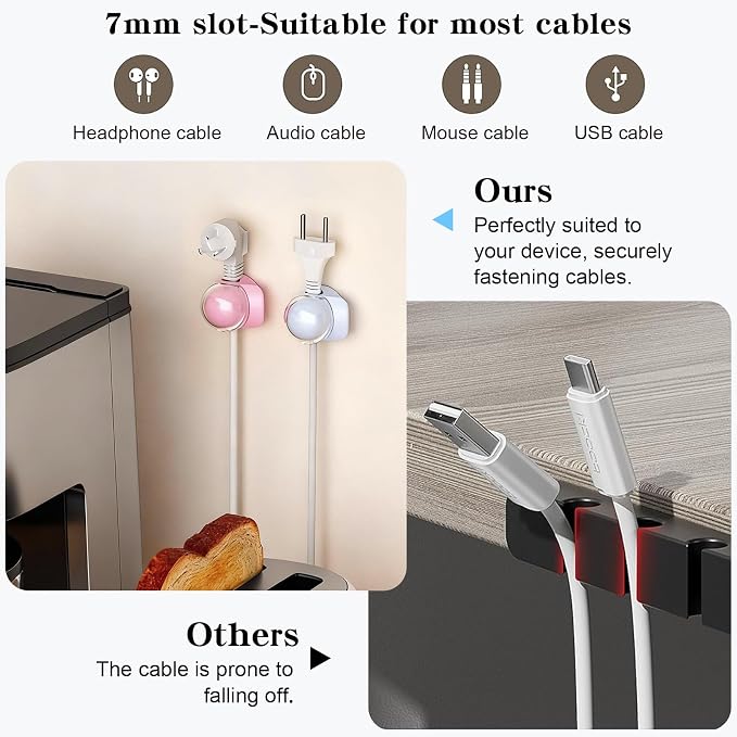 Eiito Cord Organizer Spring Cable Management Clips -Desk Cord Holder, Adhesive - Image 5