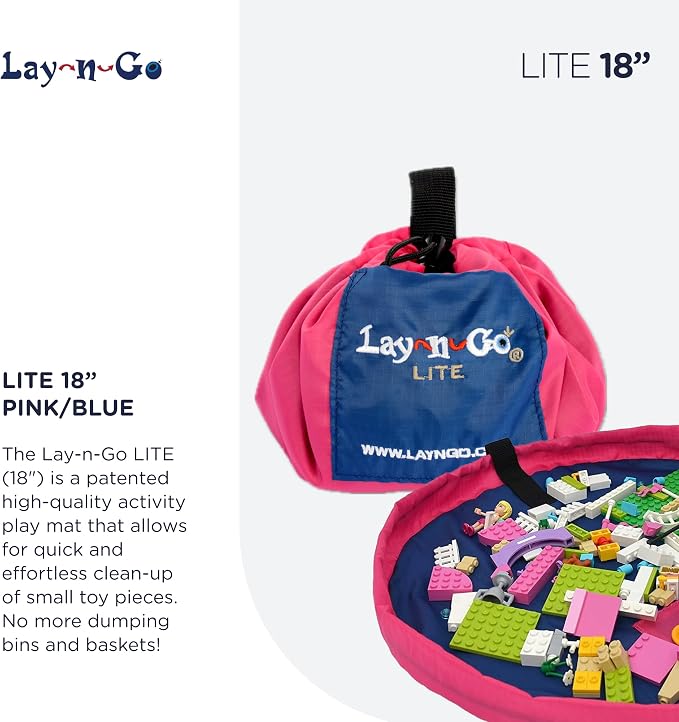 Lay-n-Go 2-in-1 Small Portable Drawstring Toys Storage Organizer and Play Mat - Image 2