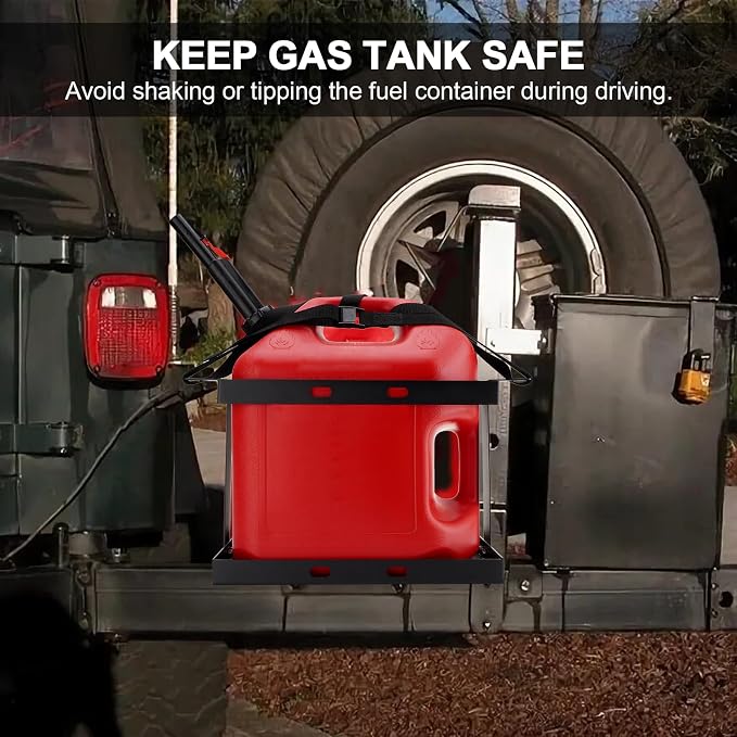 5 Gallon Gas Can Holder with One Securing Strap, Cold-forged Steel Fuel Tank - Image 5