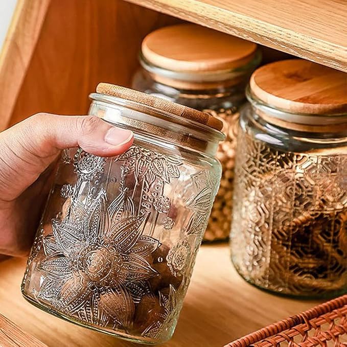 ANSQU Vintage Glass Jars Set Canister Airtight Storage Jar Container - Image 4