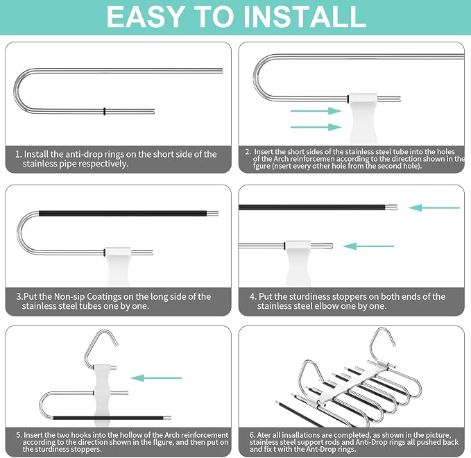 Upgrade 6 Layers Pants Hangers Space Saving - Image 6