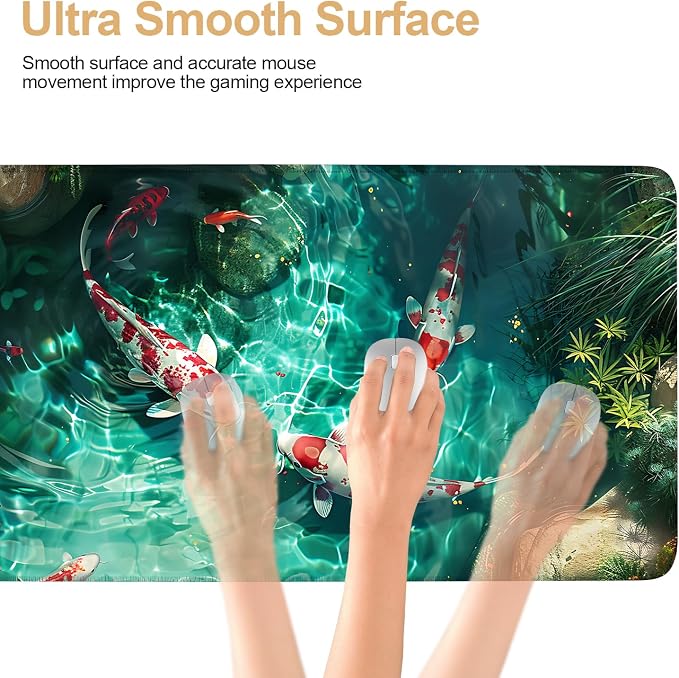Large Mouse Pad Koi Fish Desk Mat, Extended Gaming Mouse Pad - Image 4