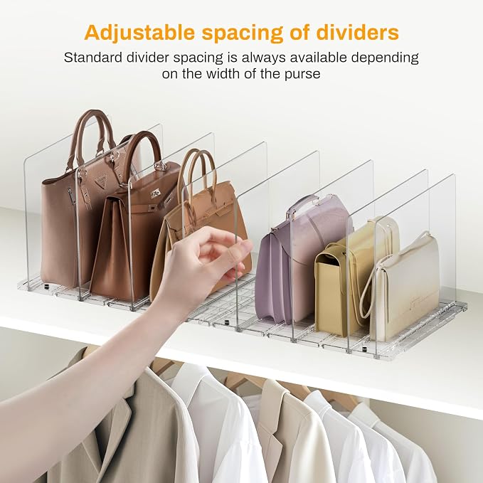 Purse Organizer for Closet Organizers and Storage, Adjustable Clear Shelf - Image 5
