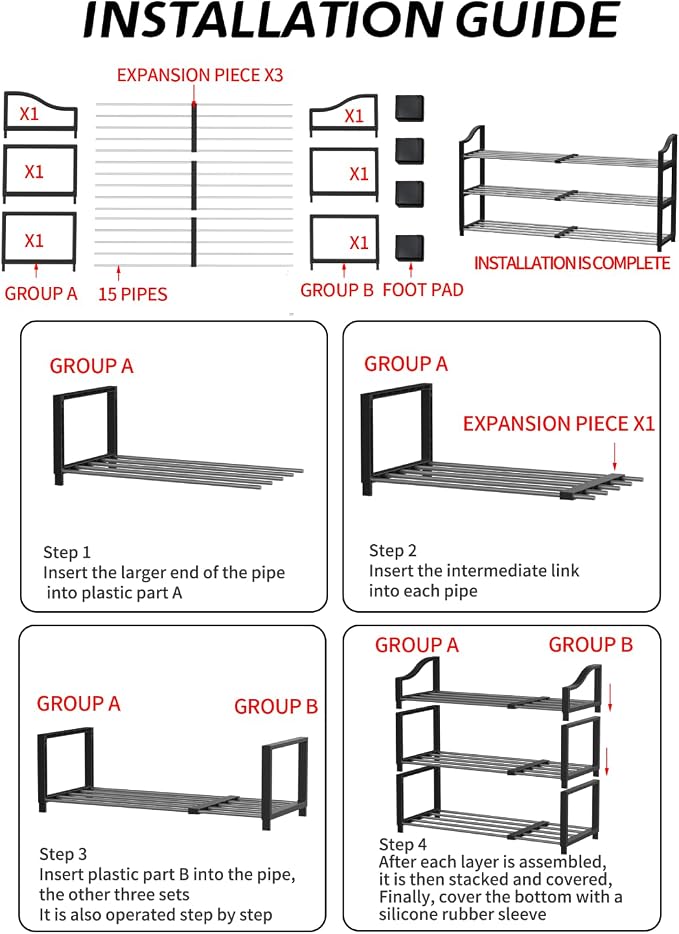 3-Tier Shoe Rack Expandable Shoe Rack - Image 7