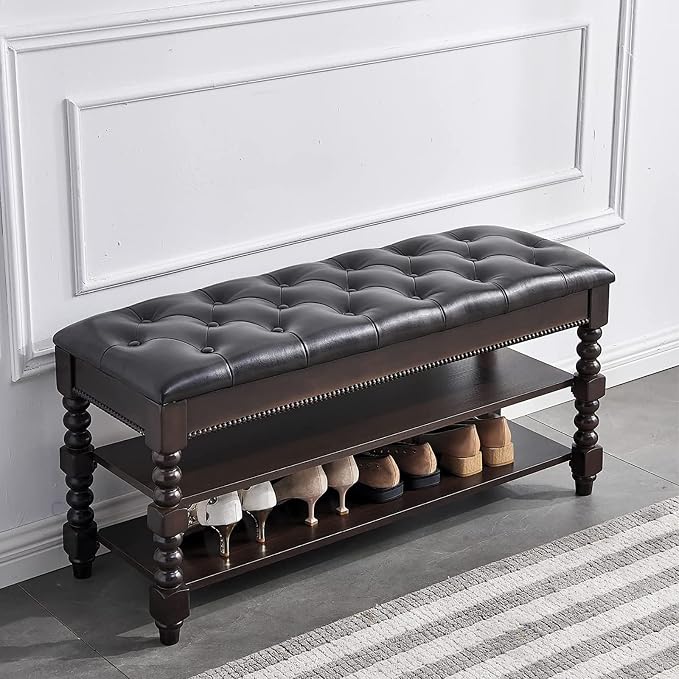 LEILISI Shoe Bench, Wood Storage Bench by LEILISI