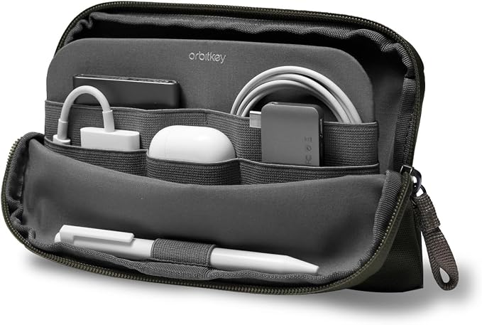 Olive Expandable Desk Storage Pouch – Fold-Down Access Panel, Pen Loop - Image 2