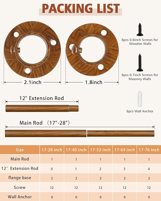 Closet Rods for Hanging Clothes, 17-52 Inch Heavy Duty and Stepless Adjustable - Image 7