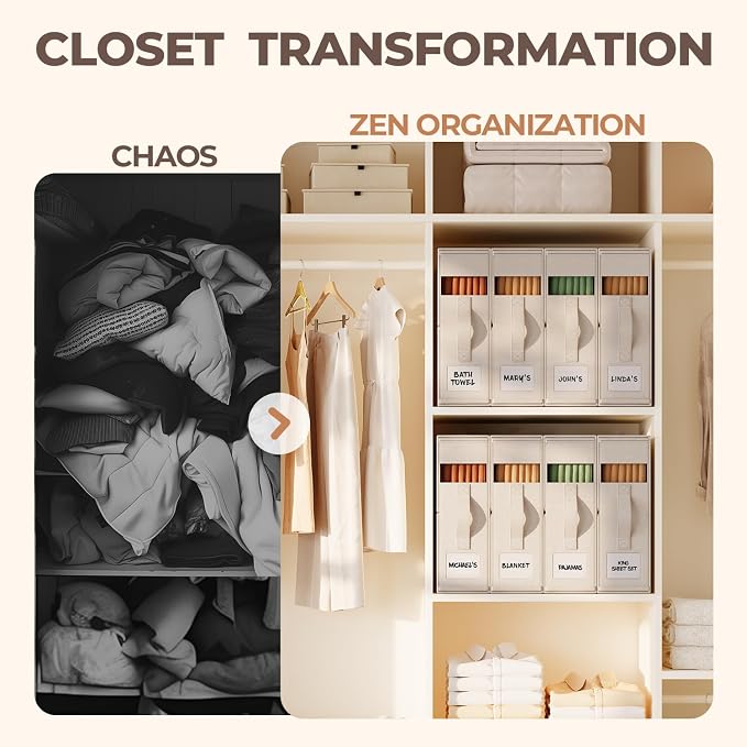 4Pack Linen Sheet Organizers and Storage - Image 4